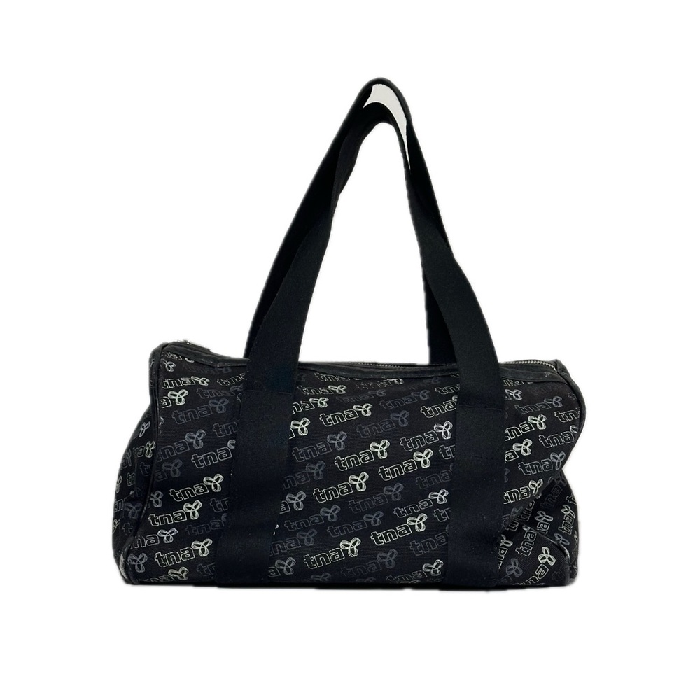 Aritzia TNA Small Black Canvas Duffel Bag Lined Logo Key Hook Pockets Hardware